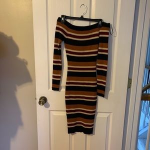 Striped bodycon sweater dress